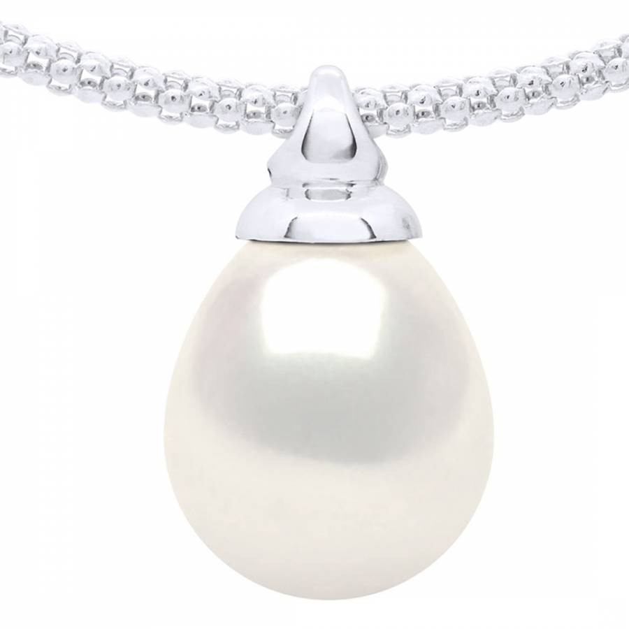 White Gold Necklace with Freshwater Pearl Pear 10-11 mm