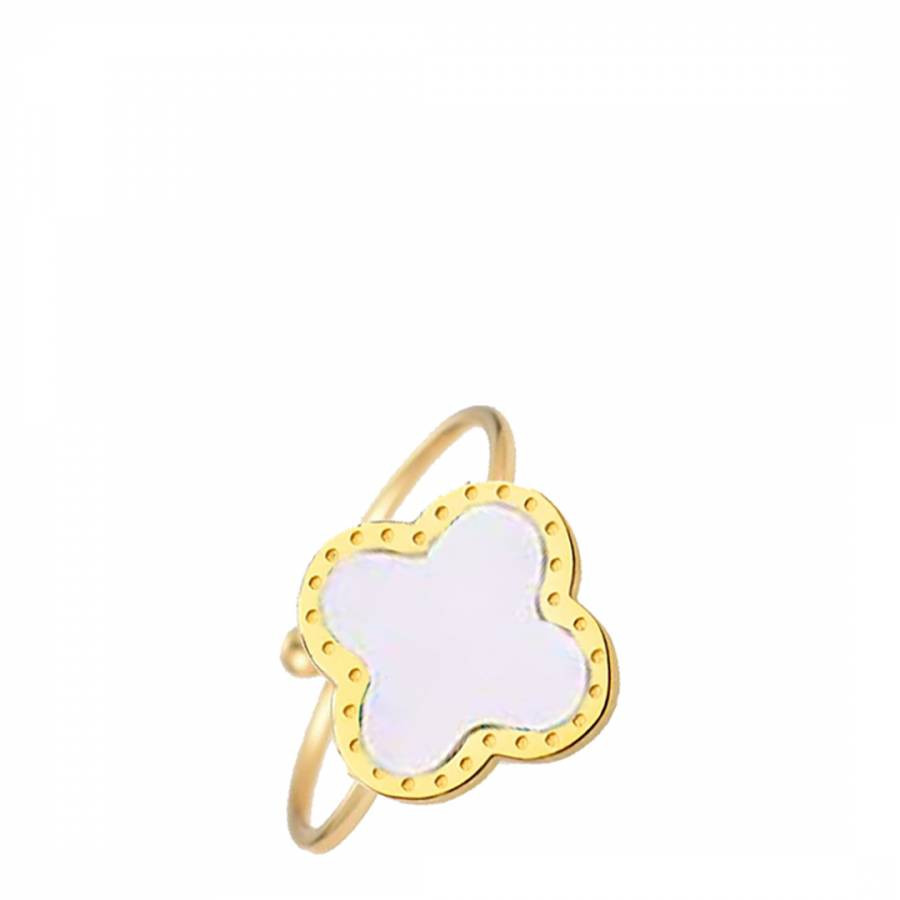 18K Gold White Clover Ring