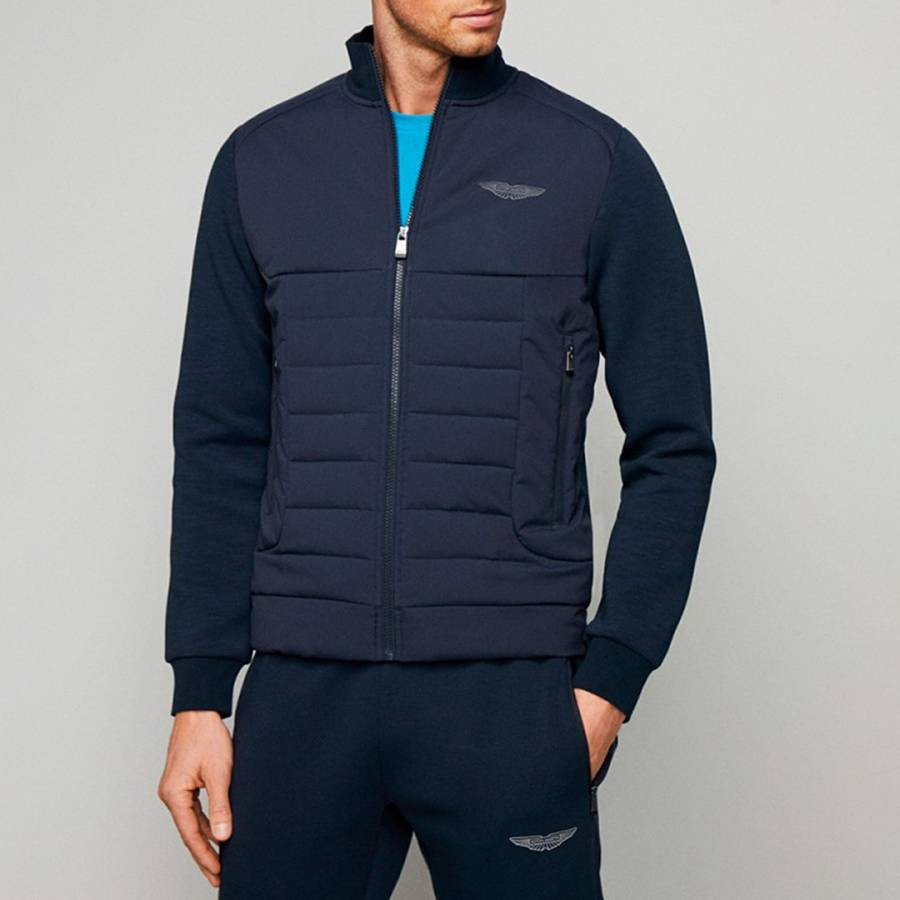 Navy Padded Zip Cotton Blend Jacket