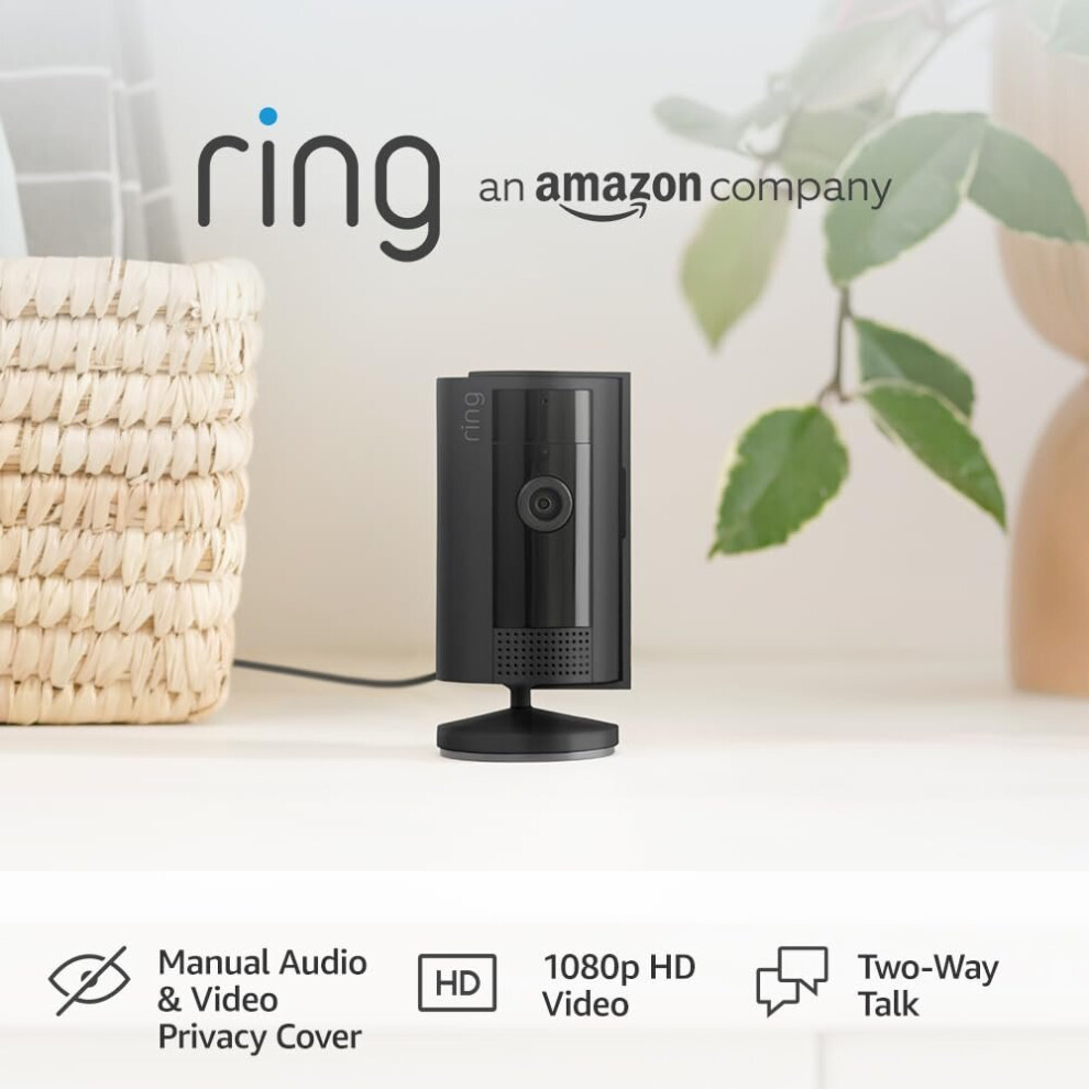 Ring Indoor Camera 2nd Gen plug-in indoor Camera 1080p HD Video Black