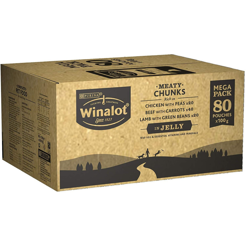 Winalot Perfect Portions Dog Food Mixed in Jelly, 80 x 100 g