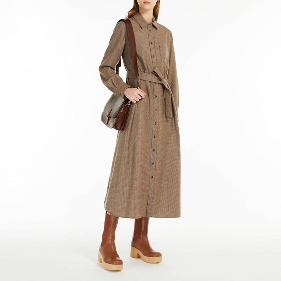 Brown Matilde Wool Trench Dress