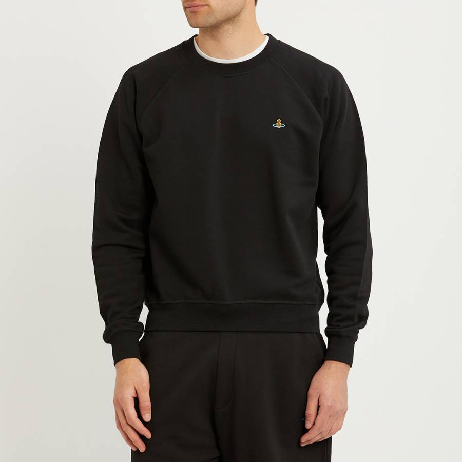 Black Embroidered Logo Cotton Sweatshirt