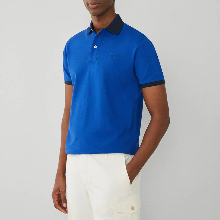 Dark Blue Classic Fit Pique Cotton Polo Shirt