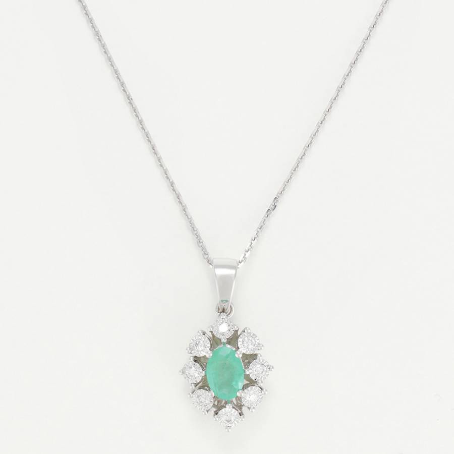 White Gold Thea Emerald Necklace