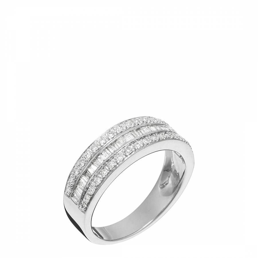 White Gold Kiss Baguette Diamond Ring