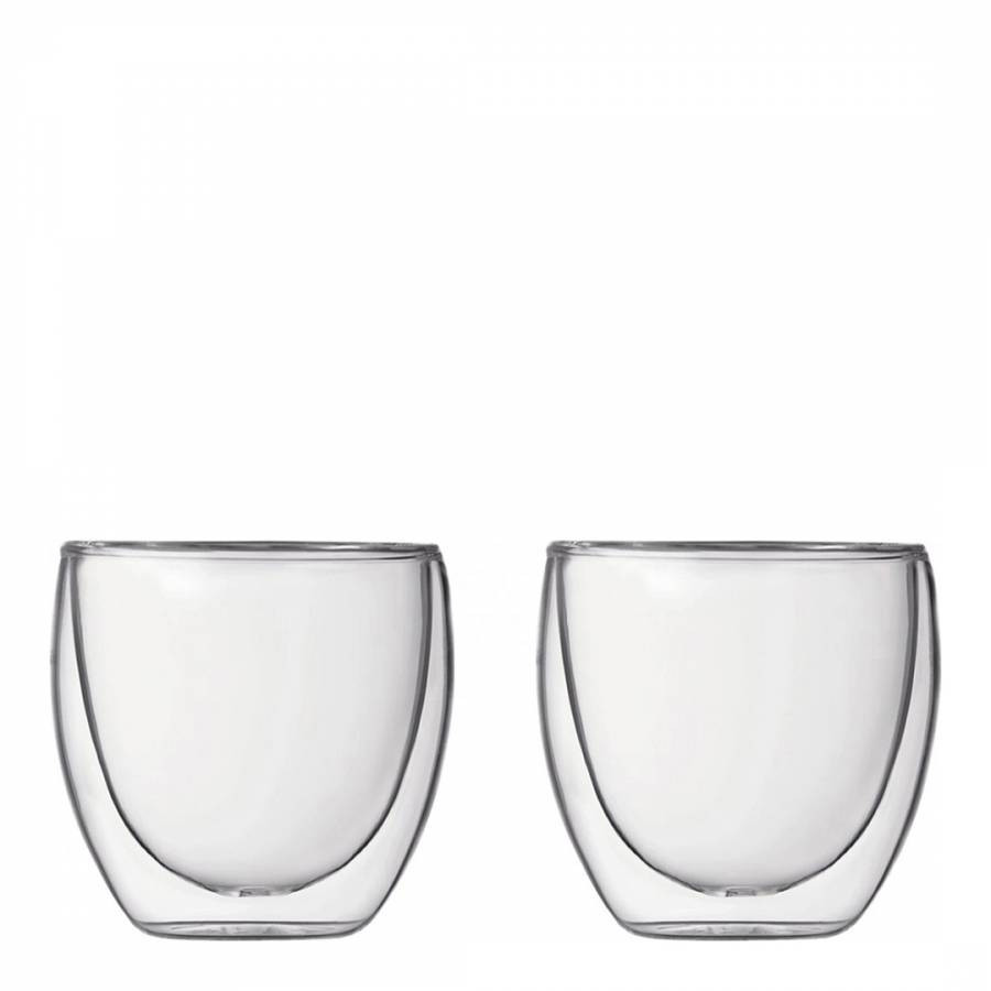Set of 2 Pavina Small Double Wall Glass Cup 0.25L 8oz