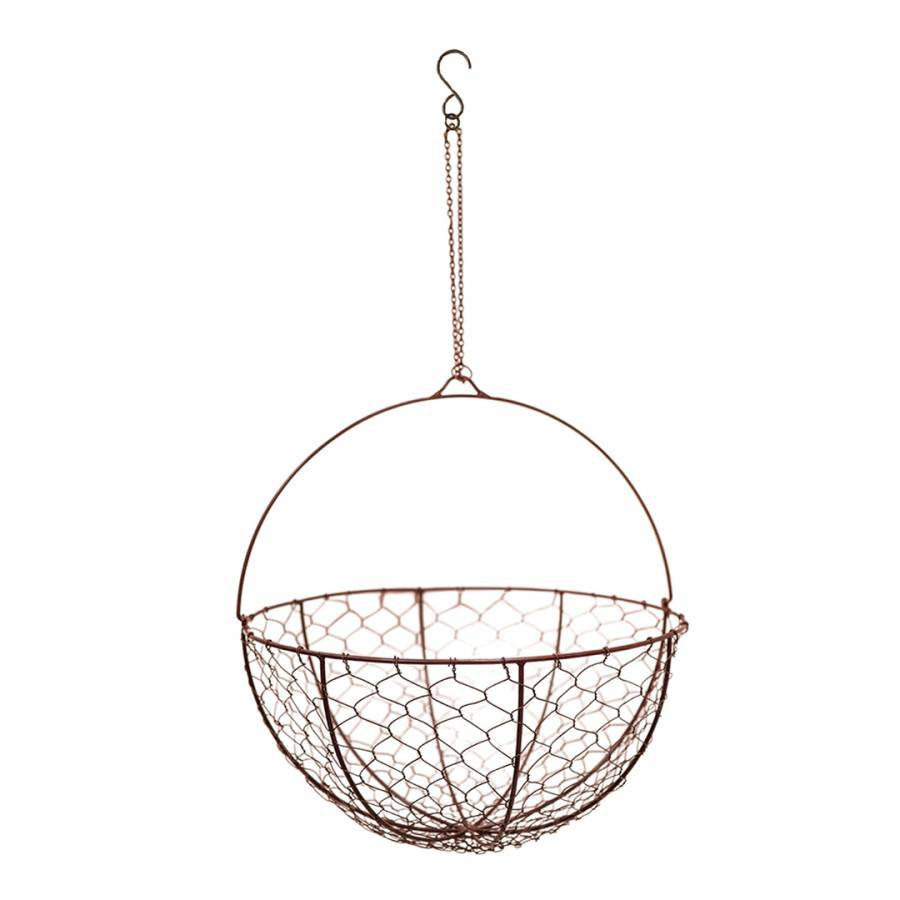 Outdoor Hanging Wired Netted Basket Bronze