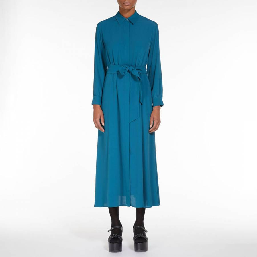 Blue Mida Silk Blend Dress