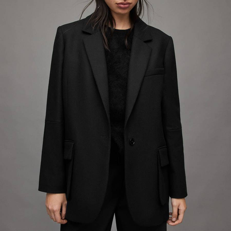 Black Jessa Wool Blend Blazer