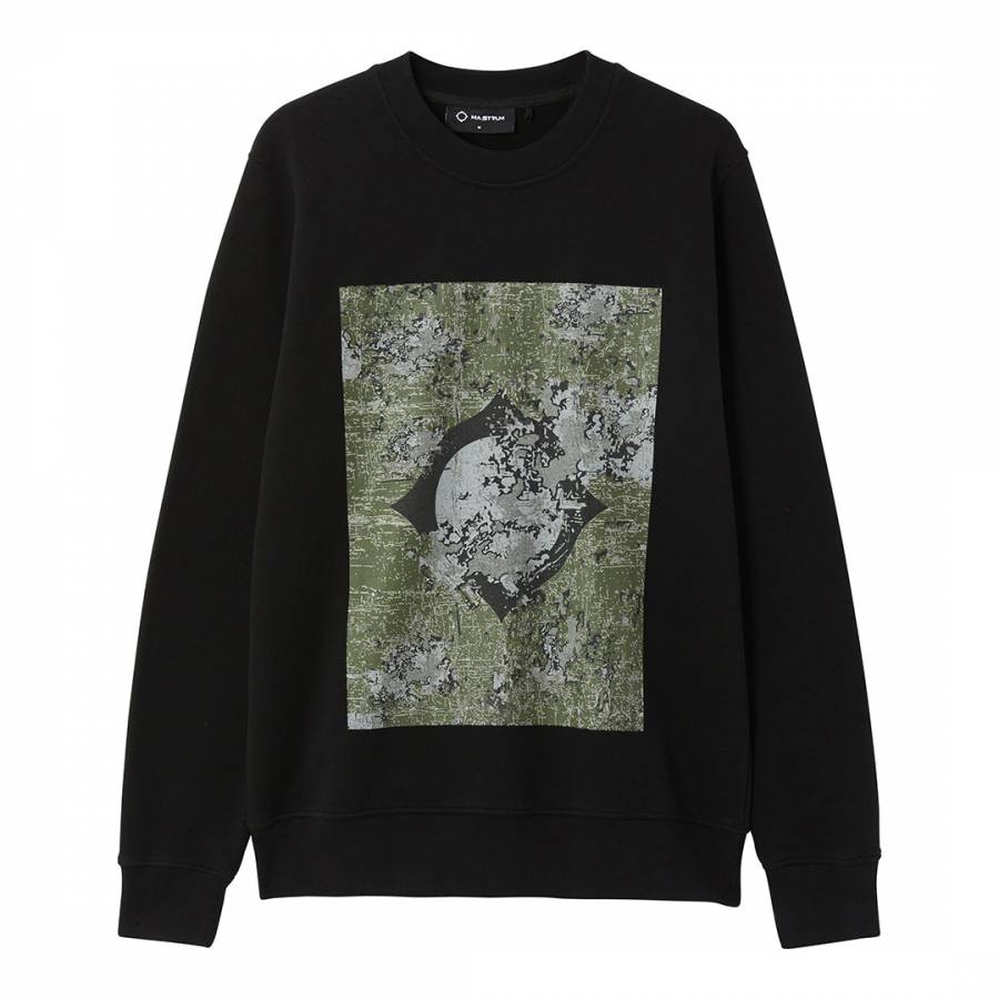 Black Decay Print Cotton Sweatshirt