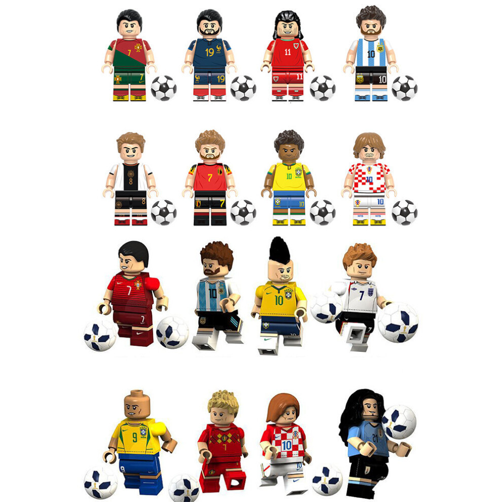(Football C 16pcs) Football Basketball Rugby Sports SeriesModel Building Block Figure Toy Kids Toy Gift Fit Lego