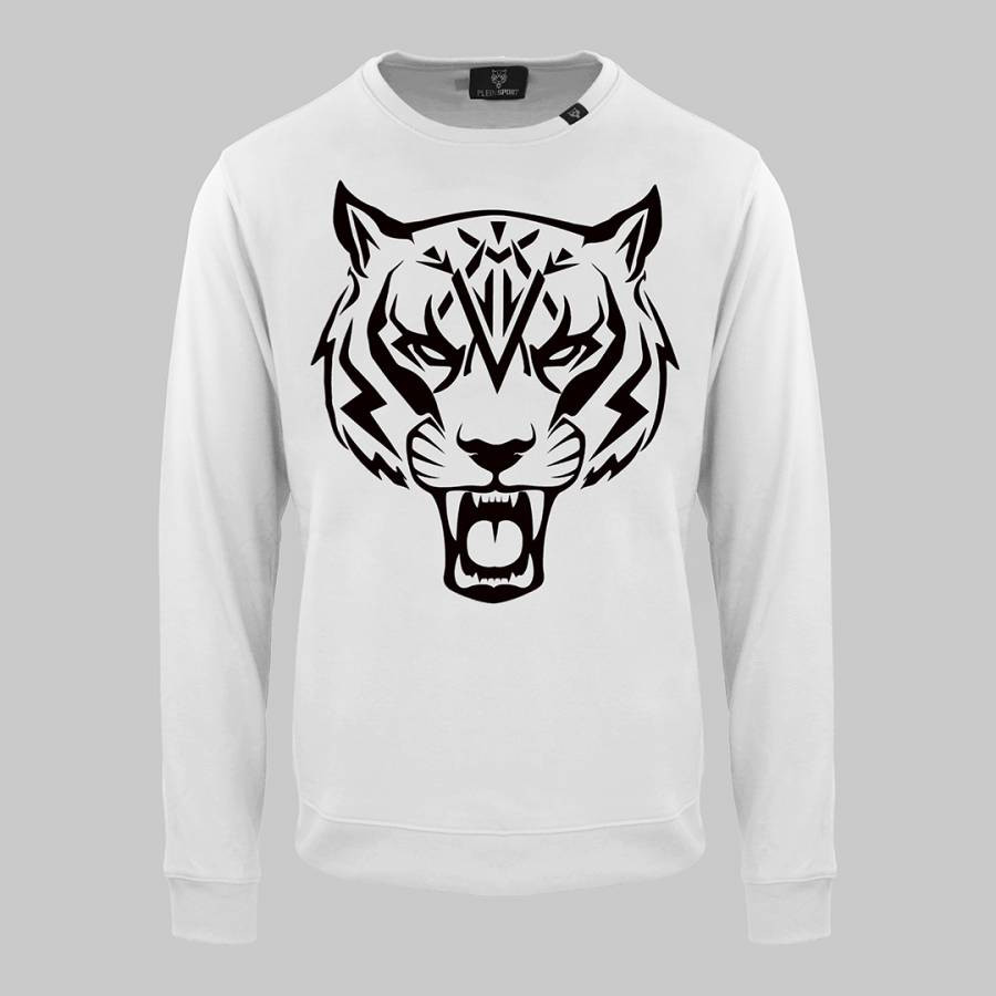 White Tiger Print Sweatshirt
