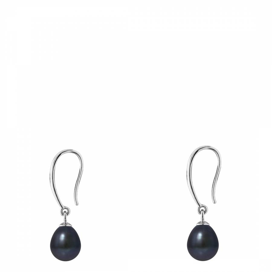 Black Pearl Silver Hanging Earrings