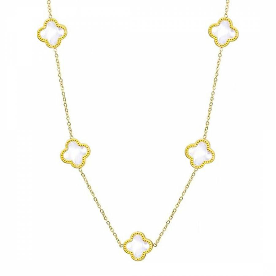 Women's 18K Gold Multi Motif Mother Of Pearl Gemstone Necklace