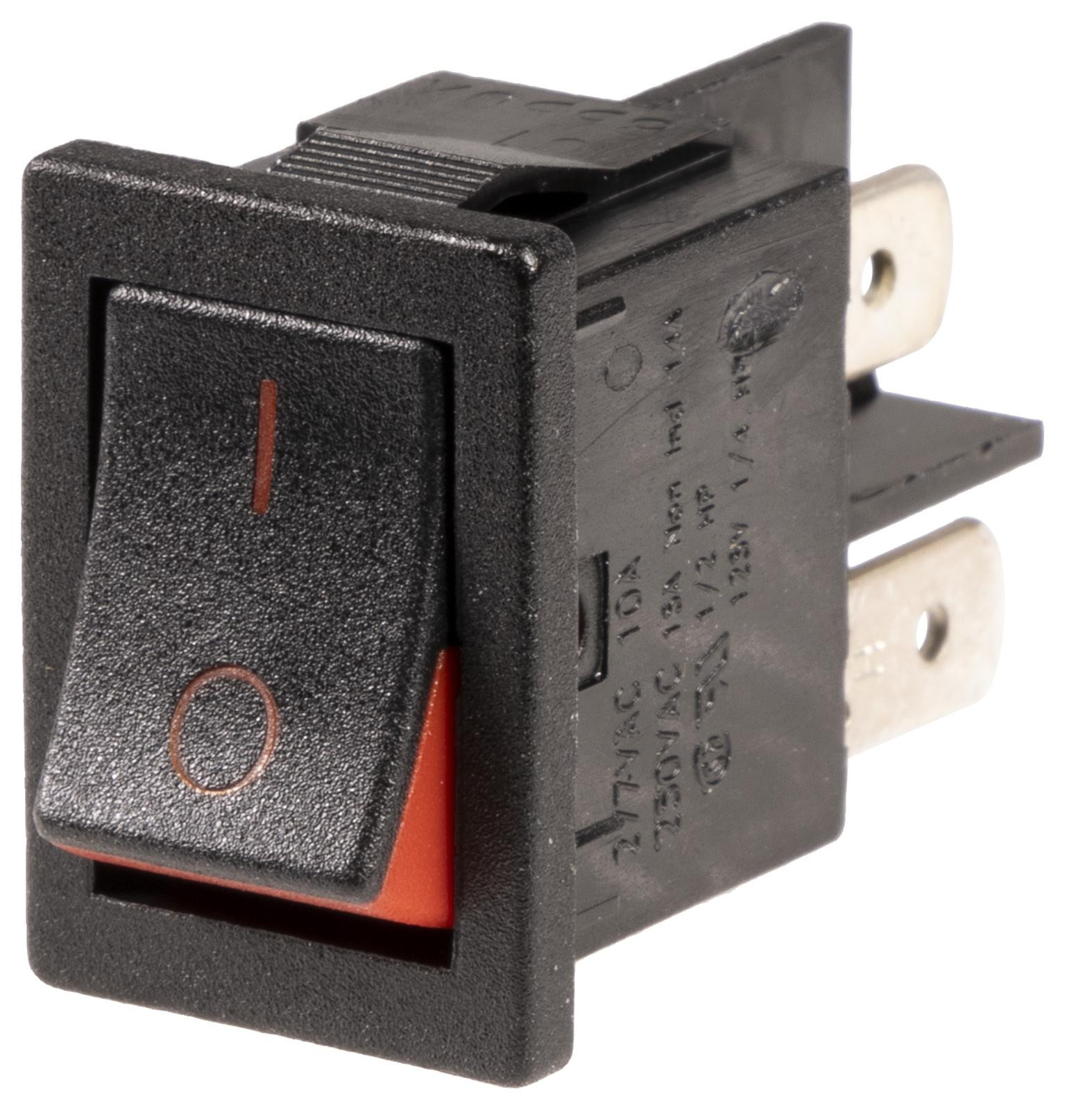 Arcolectric (Bulgin) H8550Xbaaa Rocker Switch, Dpst, Black/red, I/o