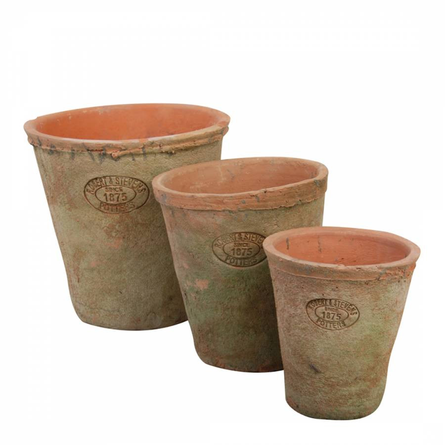 Set Of 3 Terracotta Pots Orange
