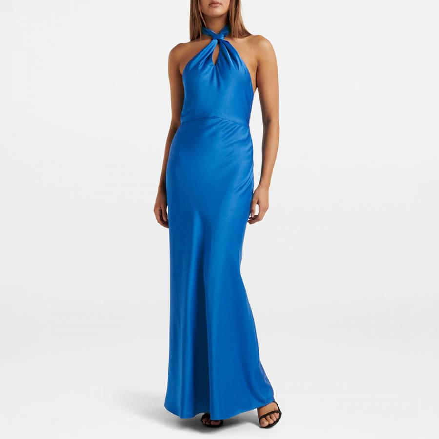 Royal Blue Yvette Knot Tie Neck Gown