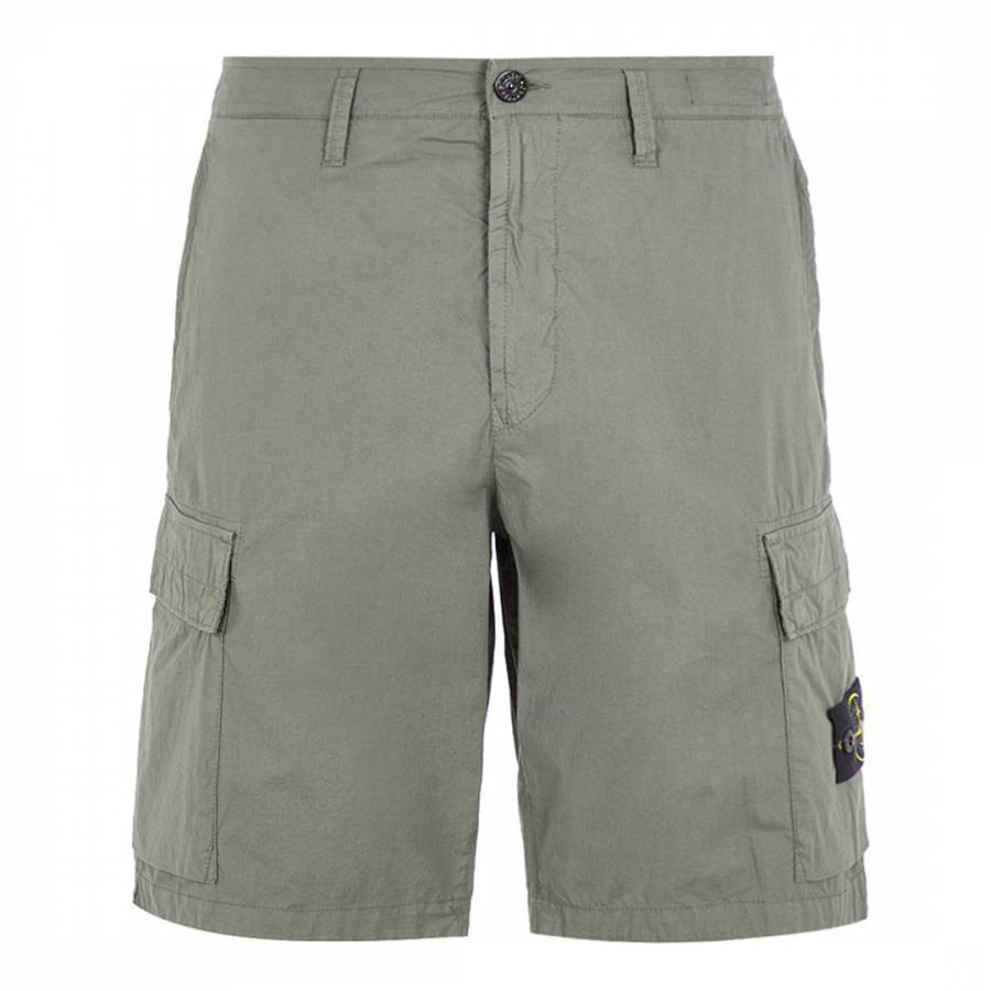 Khaki Cotton Blend Bermuda Shorts