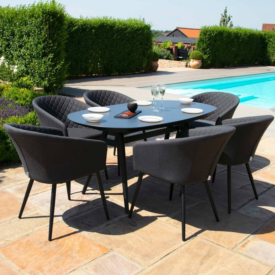 SAVE £510  - Ambition 6 Seat Oval Dining Set Charcoal