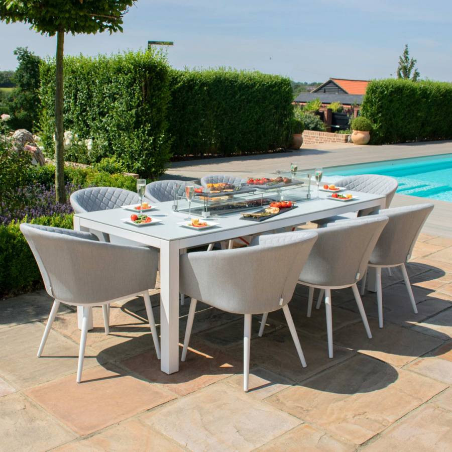 SAVE £690  - Ambition 8 Seat Rectangular Fire Pit Dining Set Lead Chine