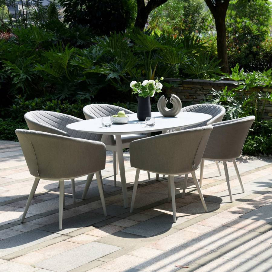 SAVE £400  - Ambition 6 Seat Oval Dining Set Lead Chine