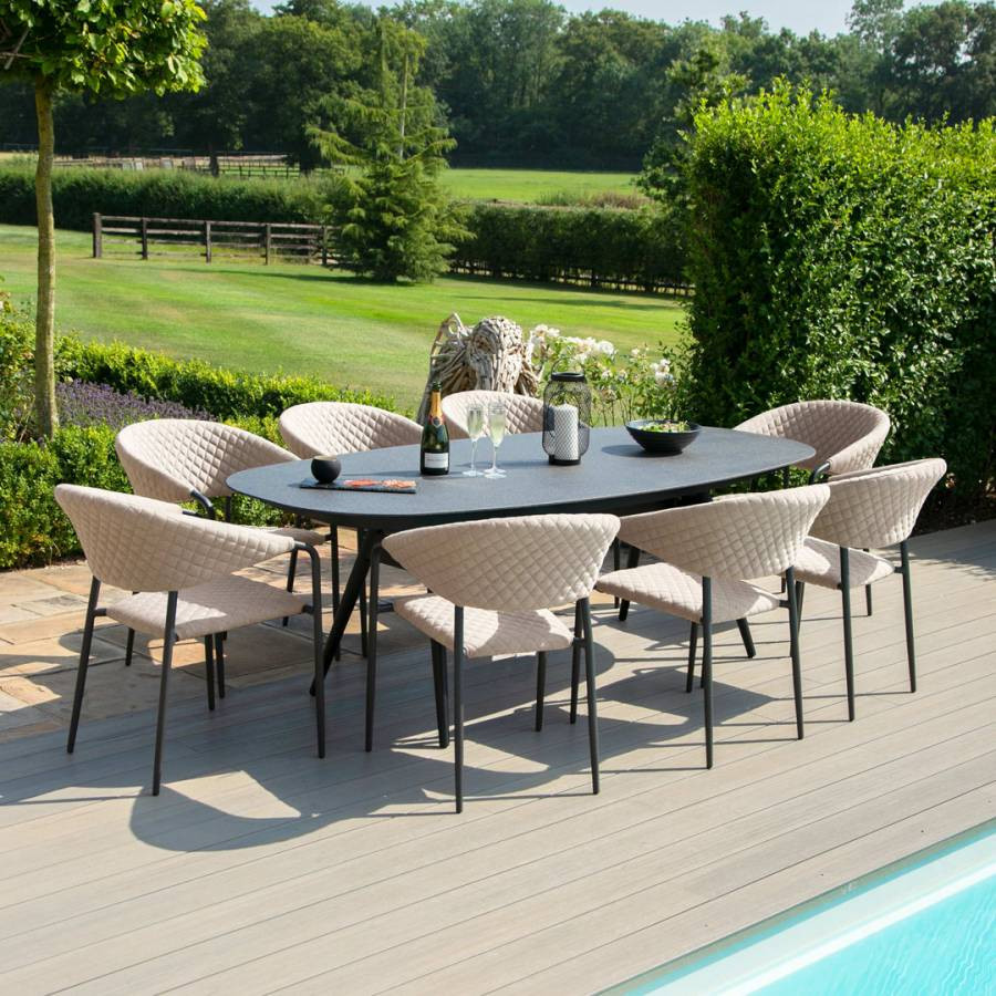 SAVE £500  - Pebble 8 Seat Oval Dining Set Taupe