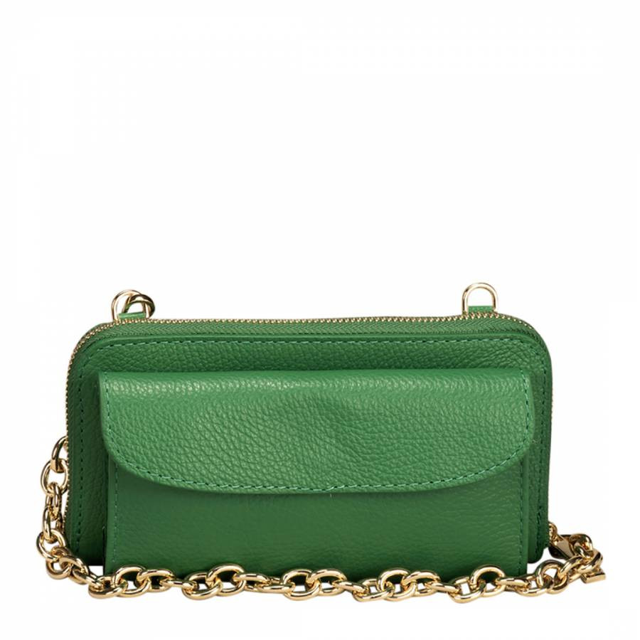 Green Leather Wallet / Top Handle Bag