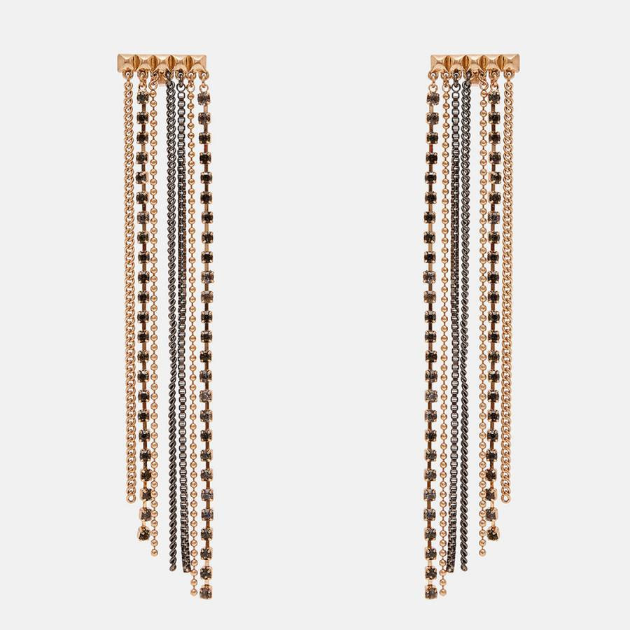 Warm Brass/Black Farrah Chain Earrings