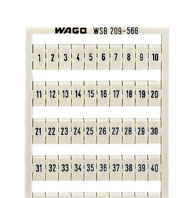 WAGO 209-566 Marking Card, 1-50, Black On White