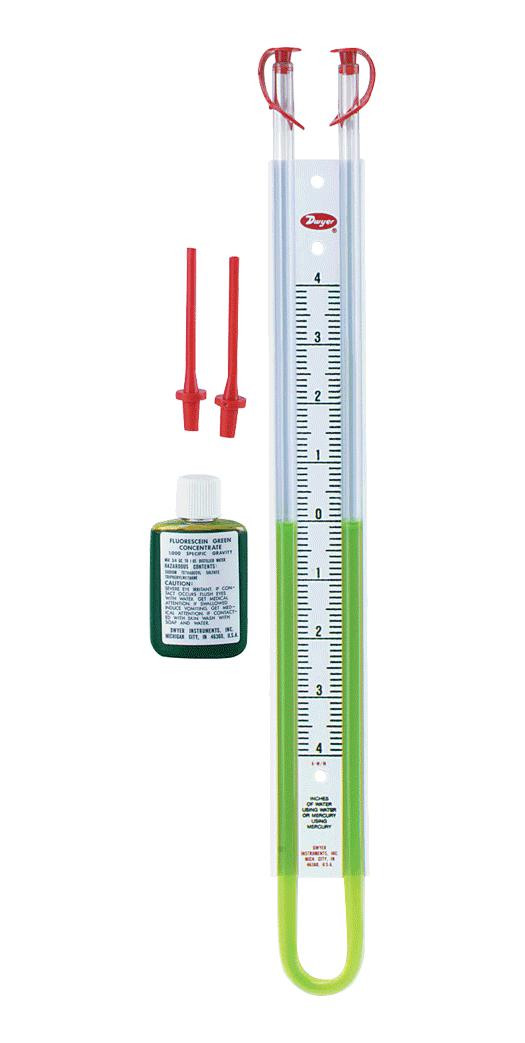 Dwyer 1221-M400-D U-Tube Manometer, Range 200-0-200 mm W