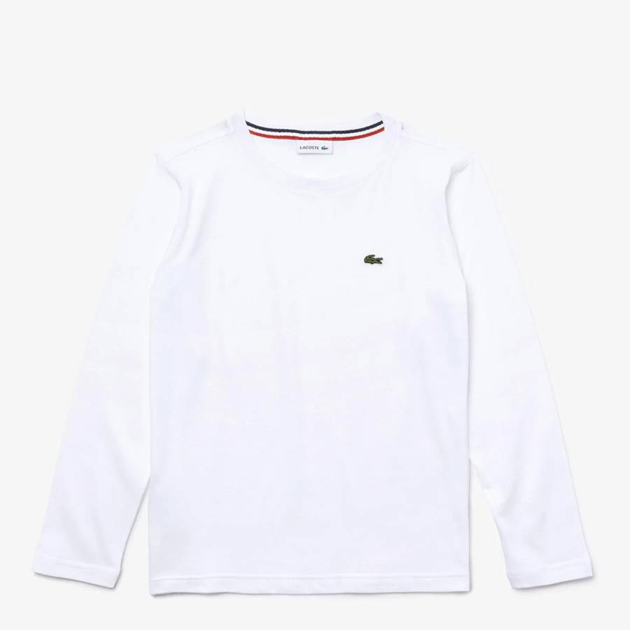 Kid Boy's White Long Sleeve Cotton Top