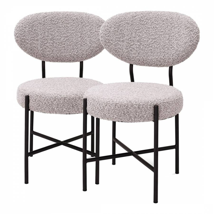 Vicq Dining Chair Set of 2 Boucle Grey