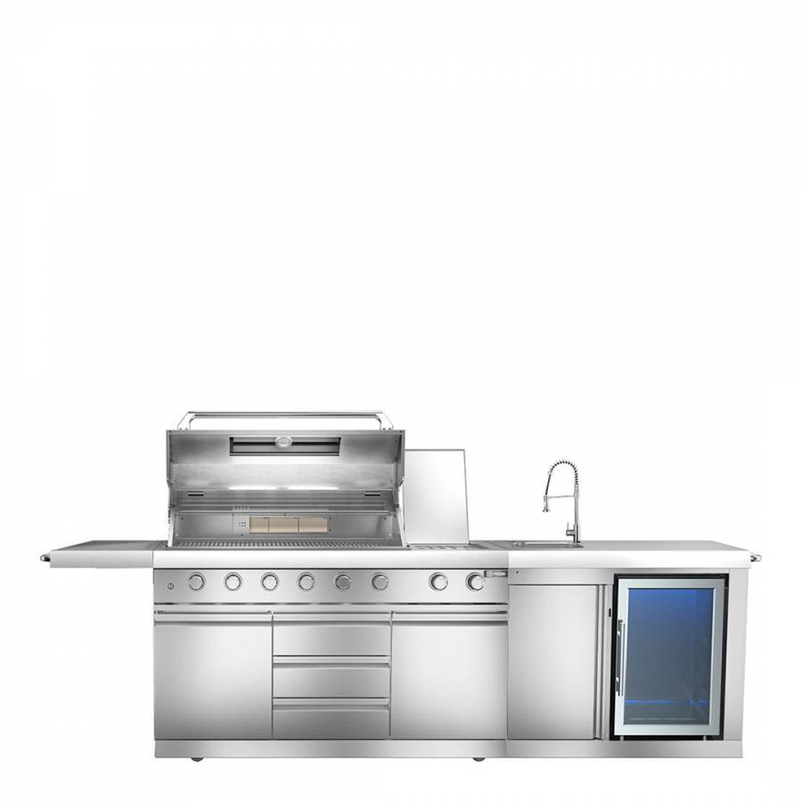 SAVE £751 - Maze Linear Outdoor Kitchen With Sink & Single Fridge  Stainless Steel