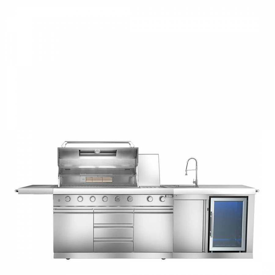 SAVE £600 - Maze Large Linear Outdoor Kitchen With Sink & Fridge  Stainless Steel