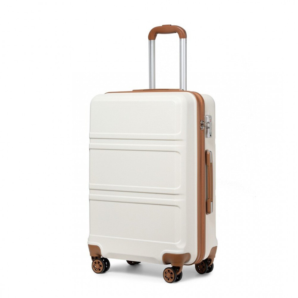 (Cream, 24-inch) 12/20/24/28 ABS Hard Shell Suitcase Spinner Wheels Luggage Trolley Travel Case