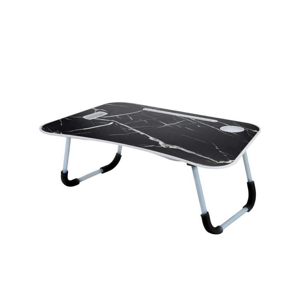 (Black Marble) Laptop Table Stand FoldingDesk Bed Computer