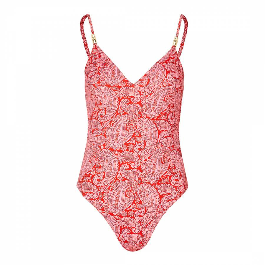 Red Tangier Plunge One Piece