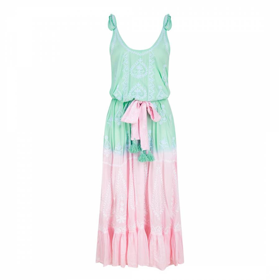 Pink and Blue Atzaro Maxi Dress