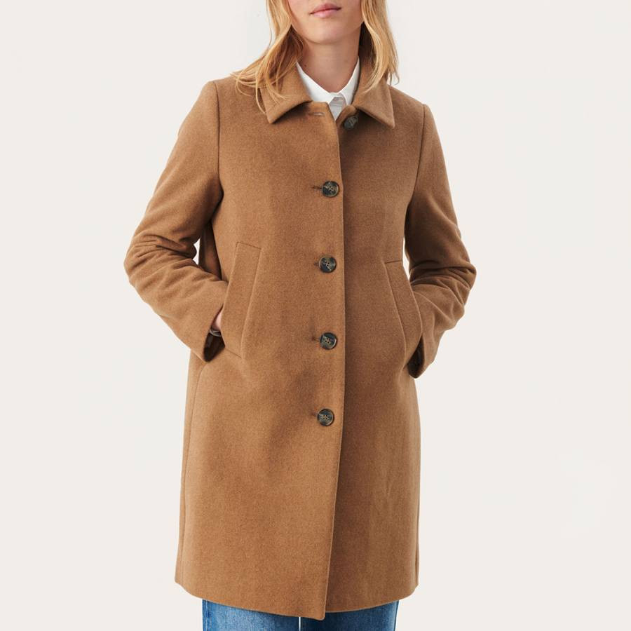 Brown Button Outerwear Coat