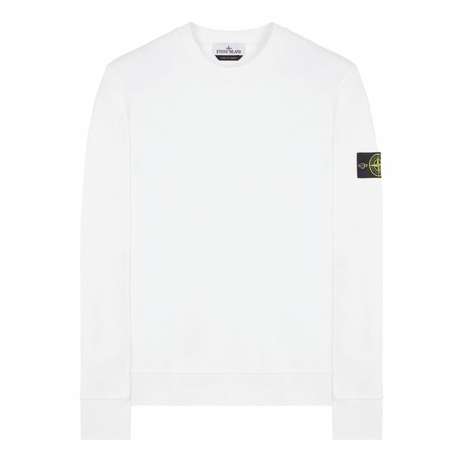 White Garment Dyed Cotton Fleece Sweatshirt