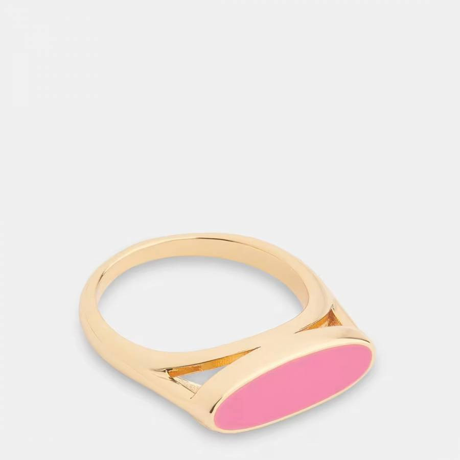 Pink/Gold Enamel Signet Ring