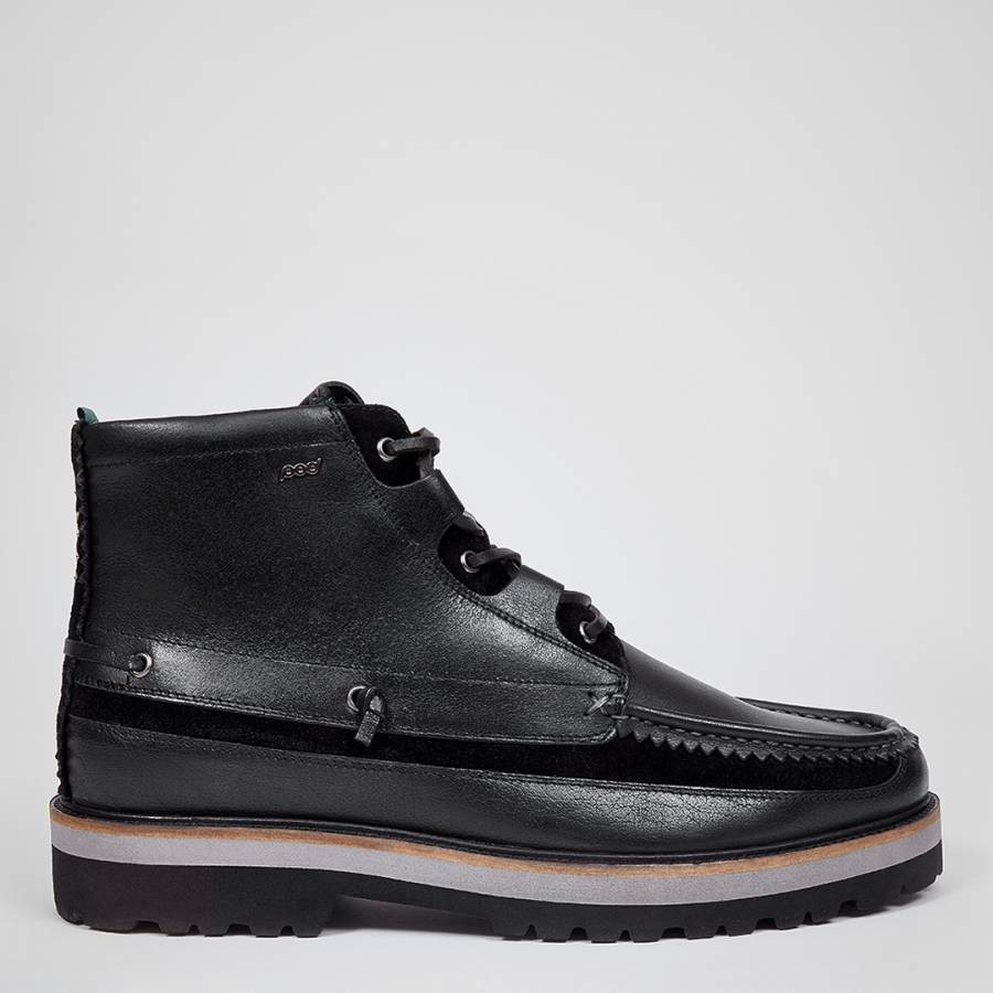 Black Benedict Leather Lace Up Boot