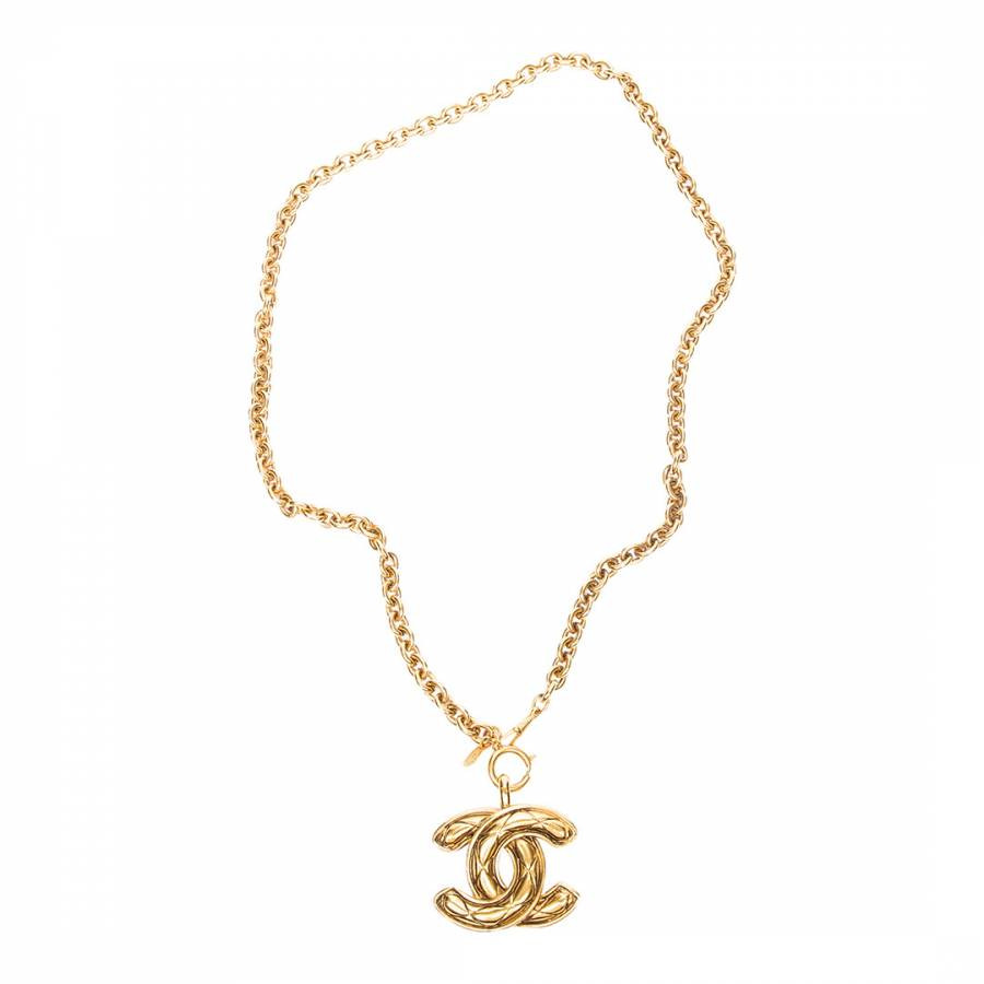 Gold Large CC Pendant Chain Necklace Necklace