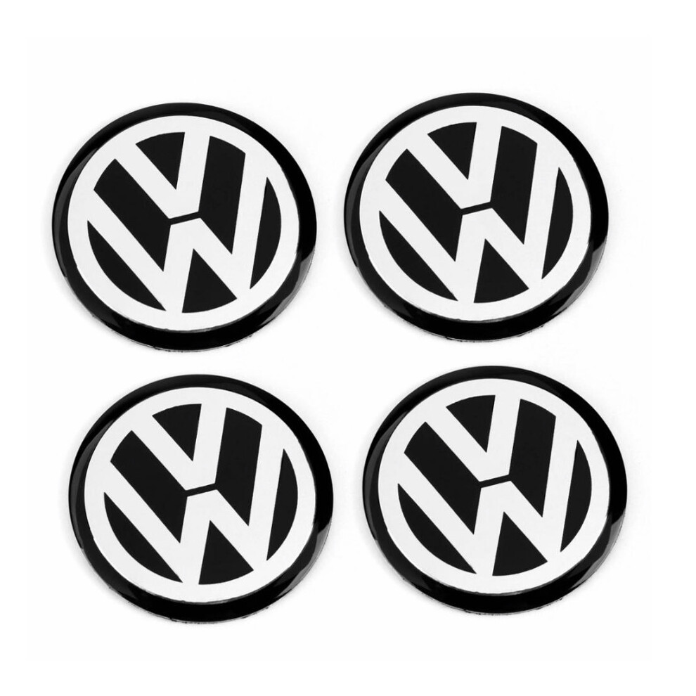 Modifix - 65Mm Wheels Centre Cap Emblem Logo Sticker Black For Vw Golf Passat Cc Polo Scirocco