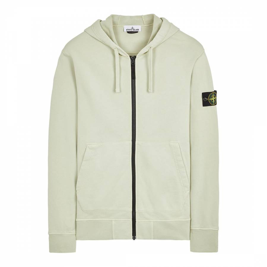 Pistacchio Garment Dyed Cotton Zipped Hoodie
