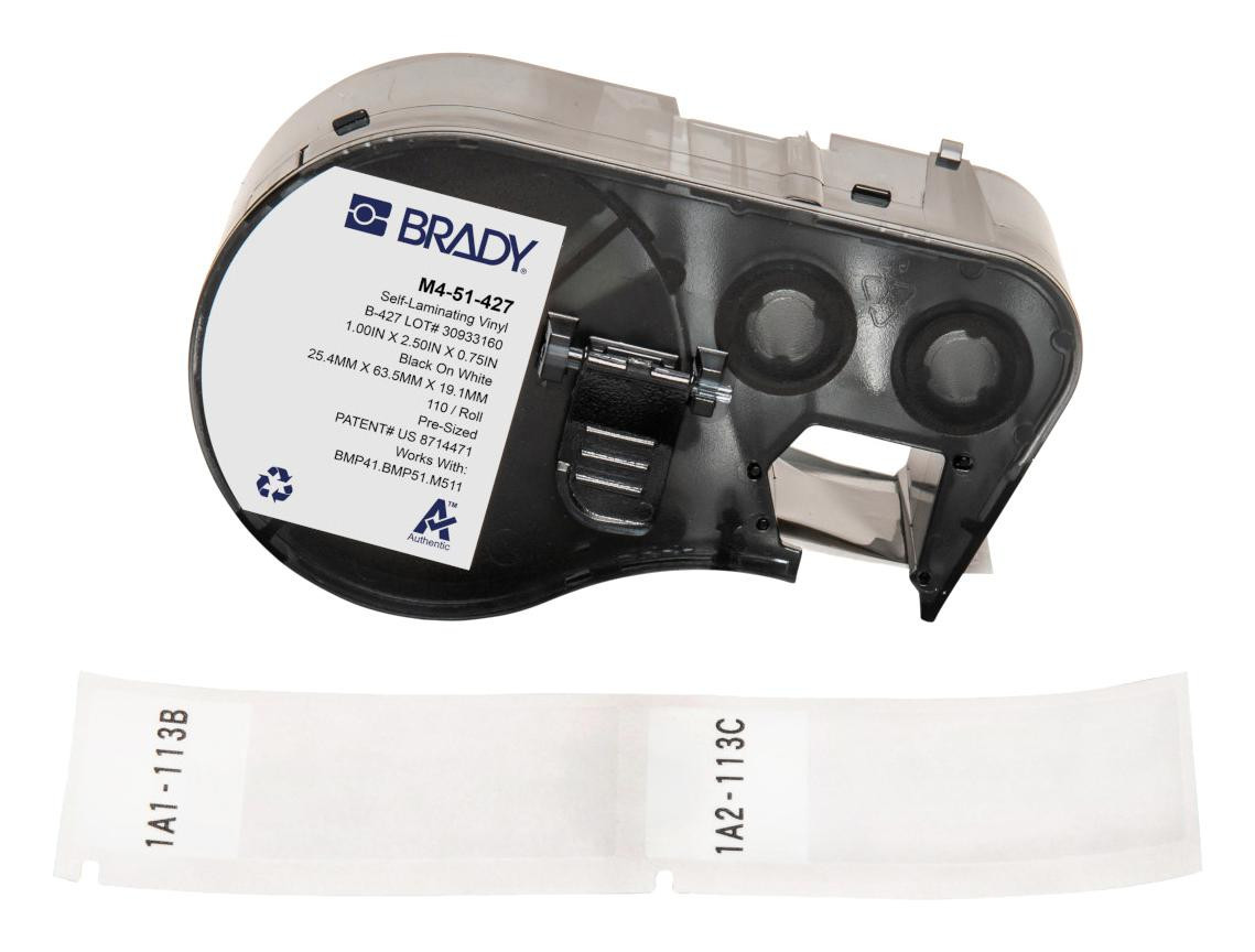 Brady M4-51-427 Label, Black On White, 25.4mm X 63.5mm