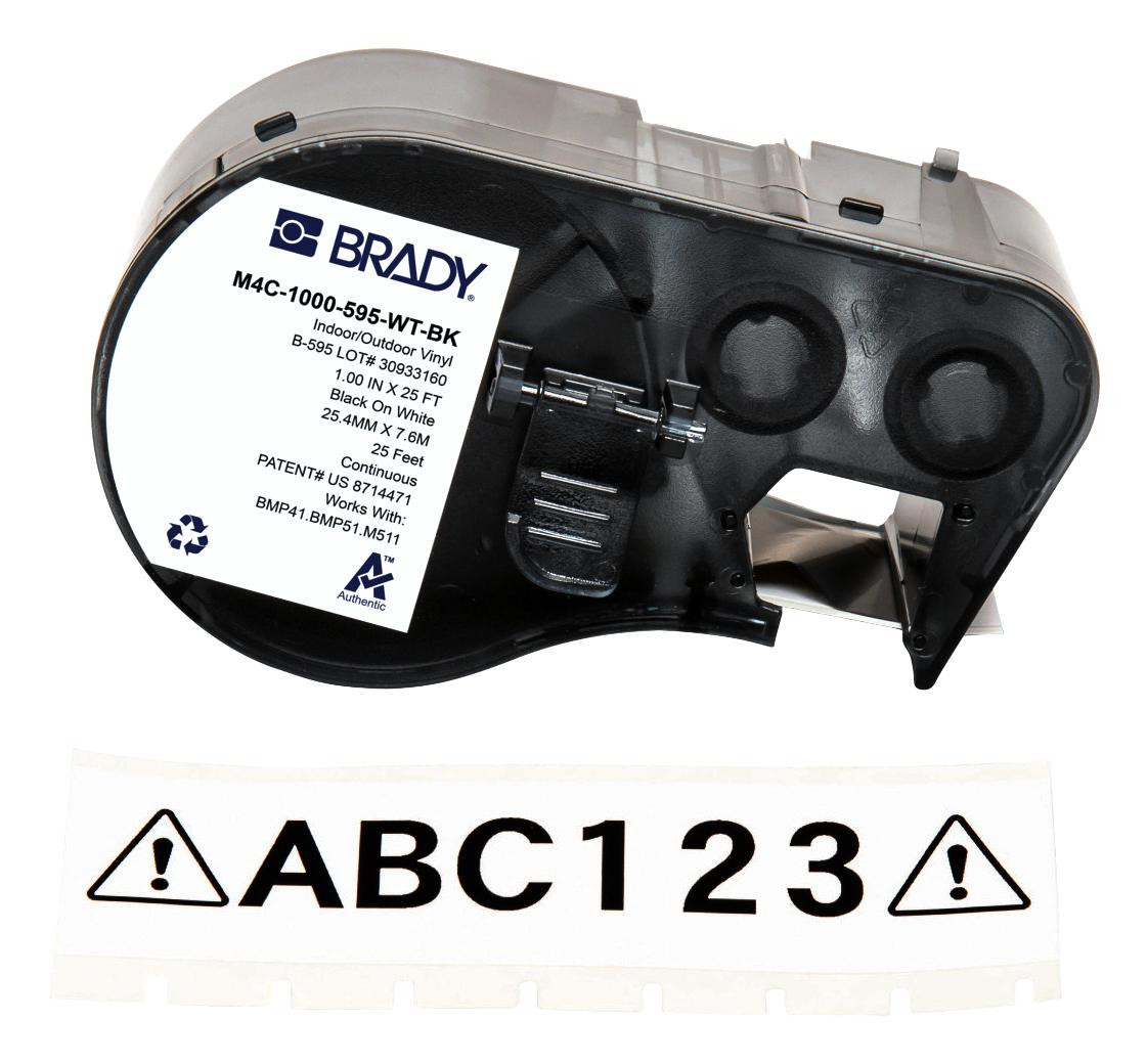 Brady M4C-1000-595-Wt-Bk Label Printer Tape, 1