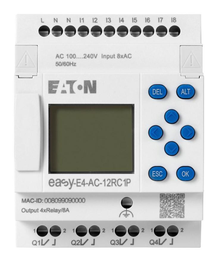 Eaton Moeller Easy-E4-Ac-12Rc1P Control Relay, 8 I/4 O, 85-264Vac