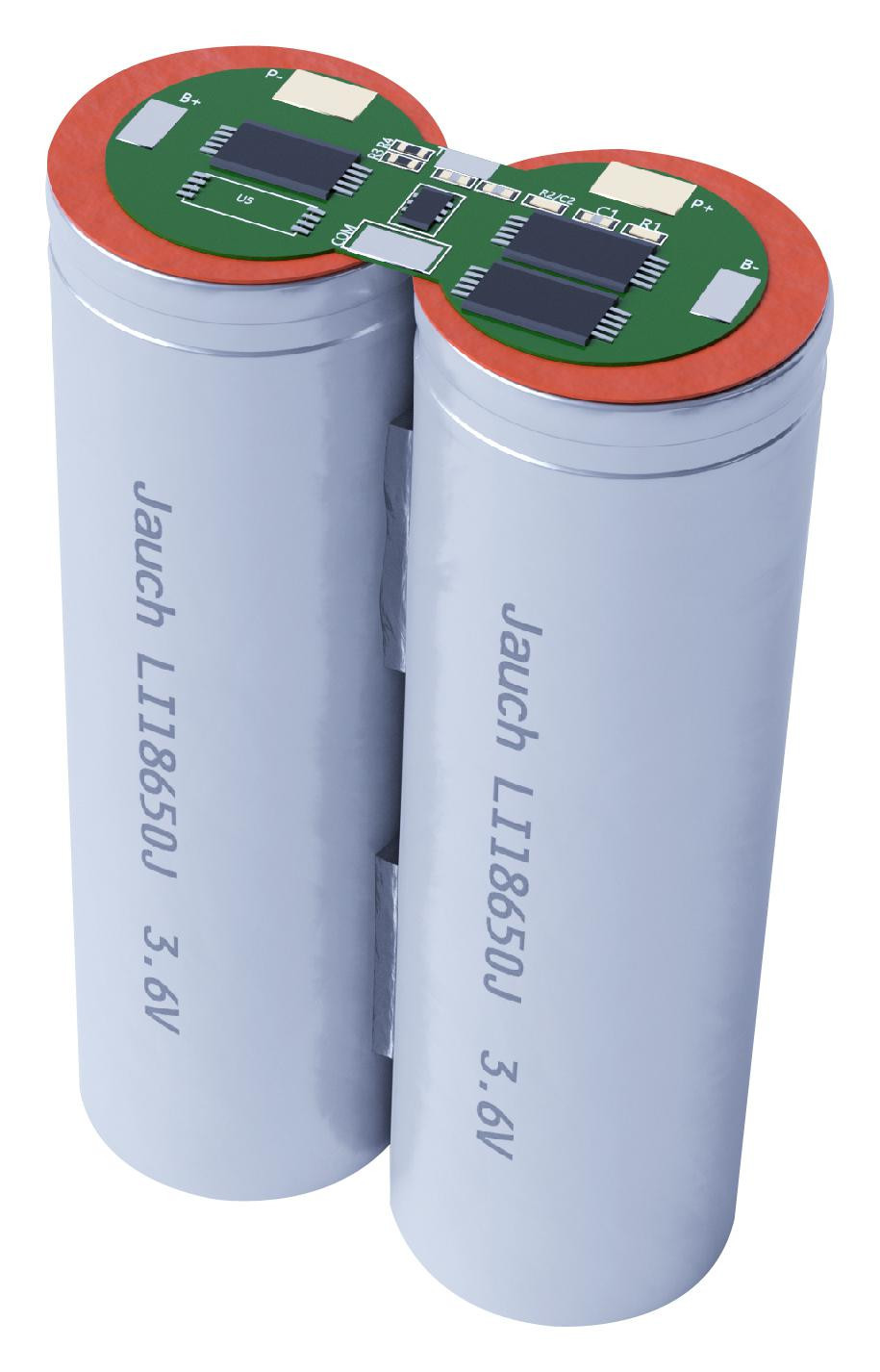 Jauch Li18650Jls Hb 1S2P Rechargeable Batt, Lithium Ion, 3.6V